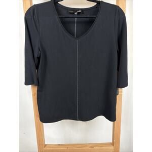 NWT Liv by Habitat Clothes Black V Neck 3/4 Sleeve Shaped Tee Top#1162 Size SM